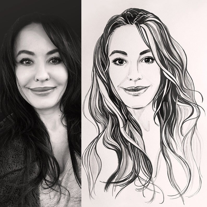 Handmålat porträtt från ditt foto, skannat och levererat digitalt till dig. Valfri storlek. bild 1