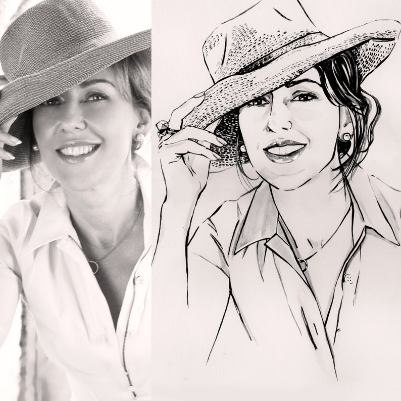 Handmålat porträtt från ditt foto, skannat och levererat digitalt till dig. Valfri storlek. bild 6