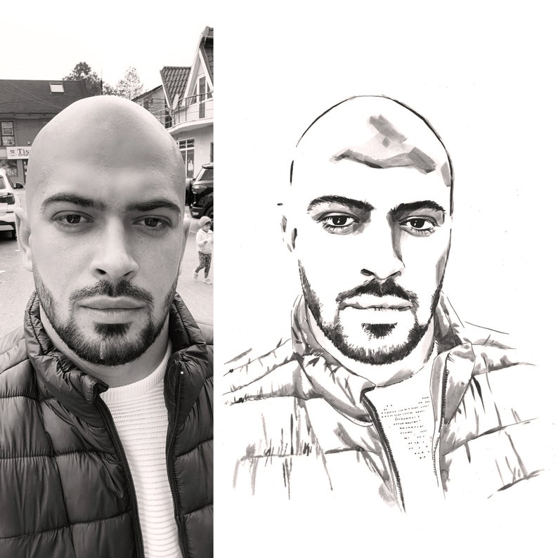 Handmålat porträtt från ditt foto, skannat och levererat digitalt till dig. Valfri storlek. bild 5