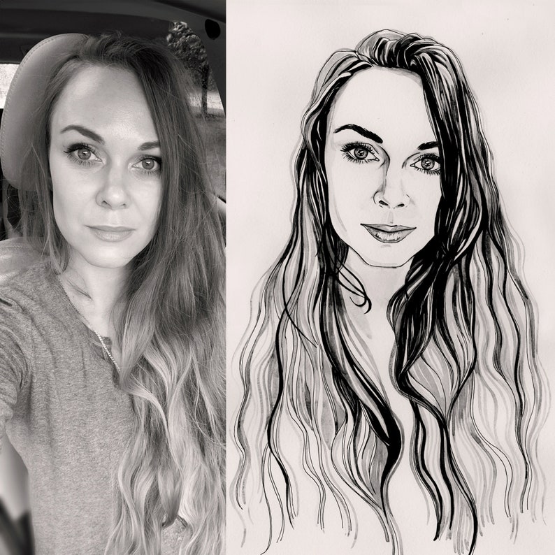 Handmålat porträtt från ditt foto, skannat och levererat digitalt till dig. Valfri storlek. bild 4