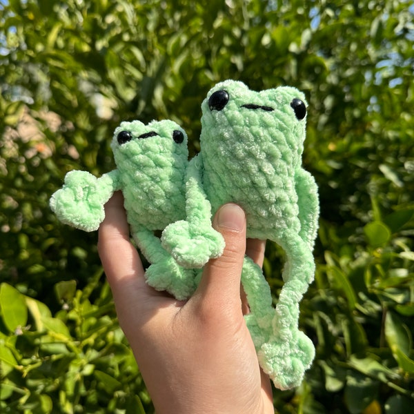 Lot de deux modèles au crochet sans couture Leggy Froggy sans couture les plus vendus pour les bébés et les petites peluches Froggy