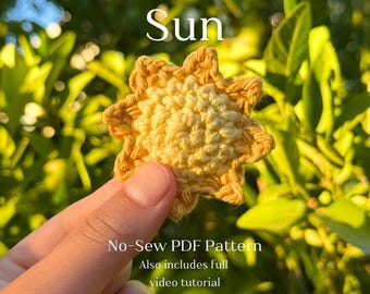 No-Sew Sun Crochet Pattern Easy Plushie Keychain PDF Pattern