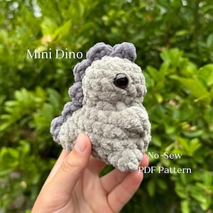 Virkmönster för mini-dinosaurier utan syning, digitalt PDF-mönster för amigurumi-plysch.