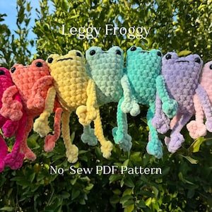 No Sew Leggy Froggy Crochet Pattern Easy Beginner No Bobble Stitch Small Amigurumi Frog Plushie Digital PDF Download With Video Tutorial