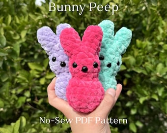 No Sew Bunny Peep Crochet Pattern Easy Beginner Amigurumi Digital PDF