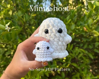 No-Sew Crochet Ghost Pattern Halloween Plushie Keychain PDF Pattern