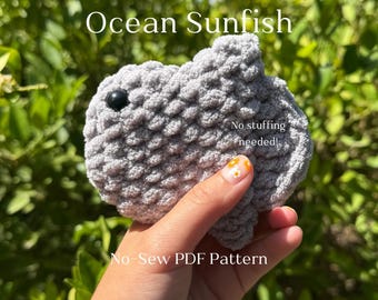 No-Sew Ocean Sunfish Crochet Pattern Mola Mola Amigurumi Plushie Beginner Friendly Cute Sea Animal Digital PDF Download with Video Tutorial