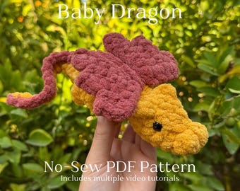 No Sew Baby Dragon Crochet Pattern Easy Amigurumi Digital PDF