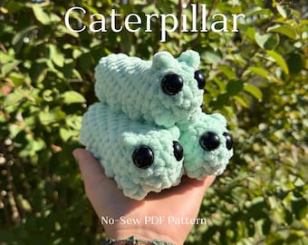 No Sew Caterpillar Crochet Pattern Easy Amigurumi Plushie Digital Download