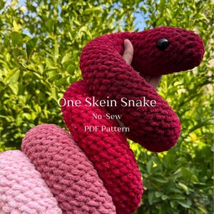 6ft One Skein Snake No Sew Crochet Snake Pattern Using Only One Cake or Skein of Yarn Six Foot Long Amigurumi Snake