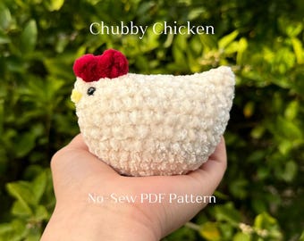 Chubby Chicken Crochet Pattern No-Sew Amigurumi Digital PDF