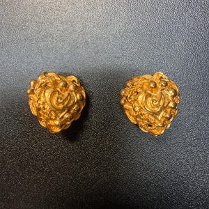 Vintage Christian Lacroix Baroque Gold-Tone Clip-On Earrings – Designer Signed Statement