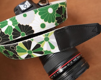 Japanse camerariem met bloemenpatroon, unieke nekriem voor camera's, verstelbare lengte, duurzame camerariem voor systeemcamera's/spiegelreflexcamera's