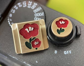 Red Blossom Camera Hot Shoe Cover with Matching Shutter Button, Protect Against Dust & Scratches, Photographer Gift, Beautify Your Camera