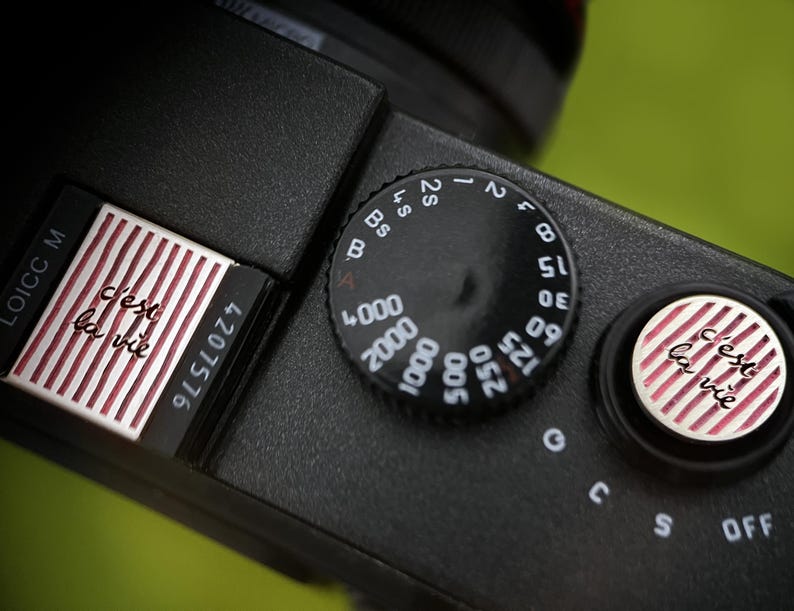 C'est la vie Engraved Camera Hot Shoe Cover, Shutter Button, That's Life French Quote, Fits Canon, Sony, Fuji, Nikon Bild 6