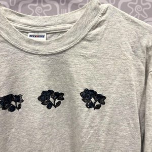 Blueberry Printed Long Sleeve Shirt - Size Medium - Hand Printed Linocut Blueberry Block Print Shirt