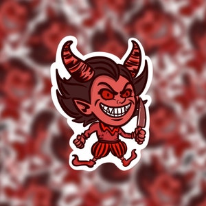 Blood on the Clocktower Demon | Little Mischief | Red and white die-cut waterproof sticker for water bottle, laptop, phone, notebook
