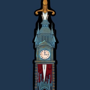 Blood on the Clocktower | Bloody Clocktower die-cut waterproof sticker for water bottle, laptop, phone, notebook