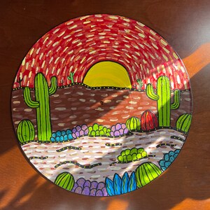 Desert Painting on Vinyl Record