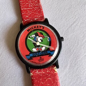 Vintage Red Disney Lorus Quartz Collectable Golfer Mickey 