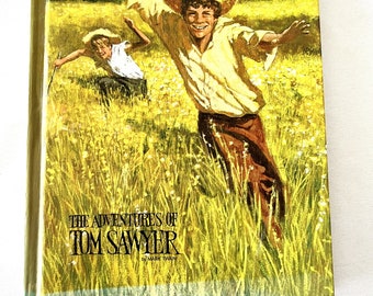 Vintage Hard Cover Book The Adventures of Tom Sawyer by Mark Twain Illustrated Annotated Fiction Novel