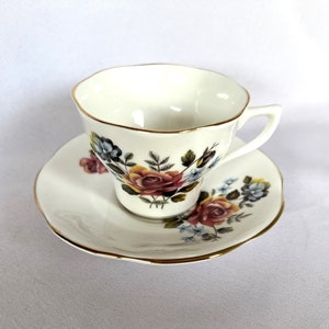 Vintage English Rose England Bone China Royal Garden Rose Teacup and Saucer