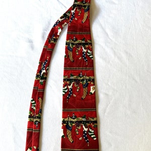 Vintage JC Penny Holidays Silk Tie Christmas Stockings Red Men&#39;s Necktie