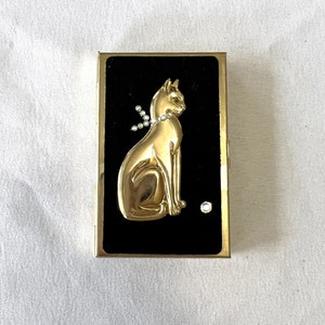 Vintage Ladies Fancy Kitty Cat Metal Folding Purse Calculator Card Holder Wallet