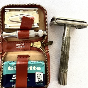 Vintage A1 Gillette Double Edge Flare Tip Super Speed Safety Razor and Vintage Austrian Razor Kit