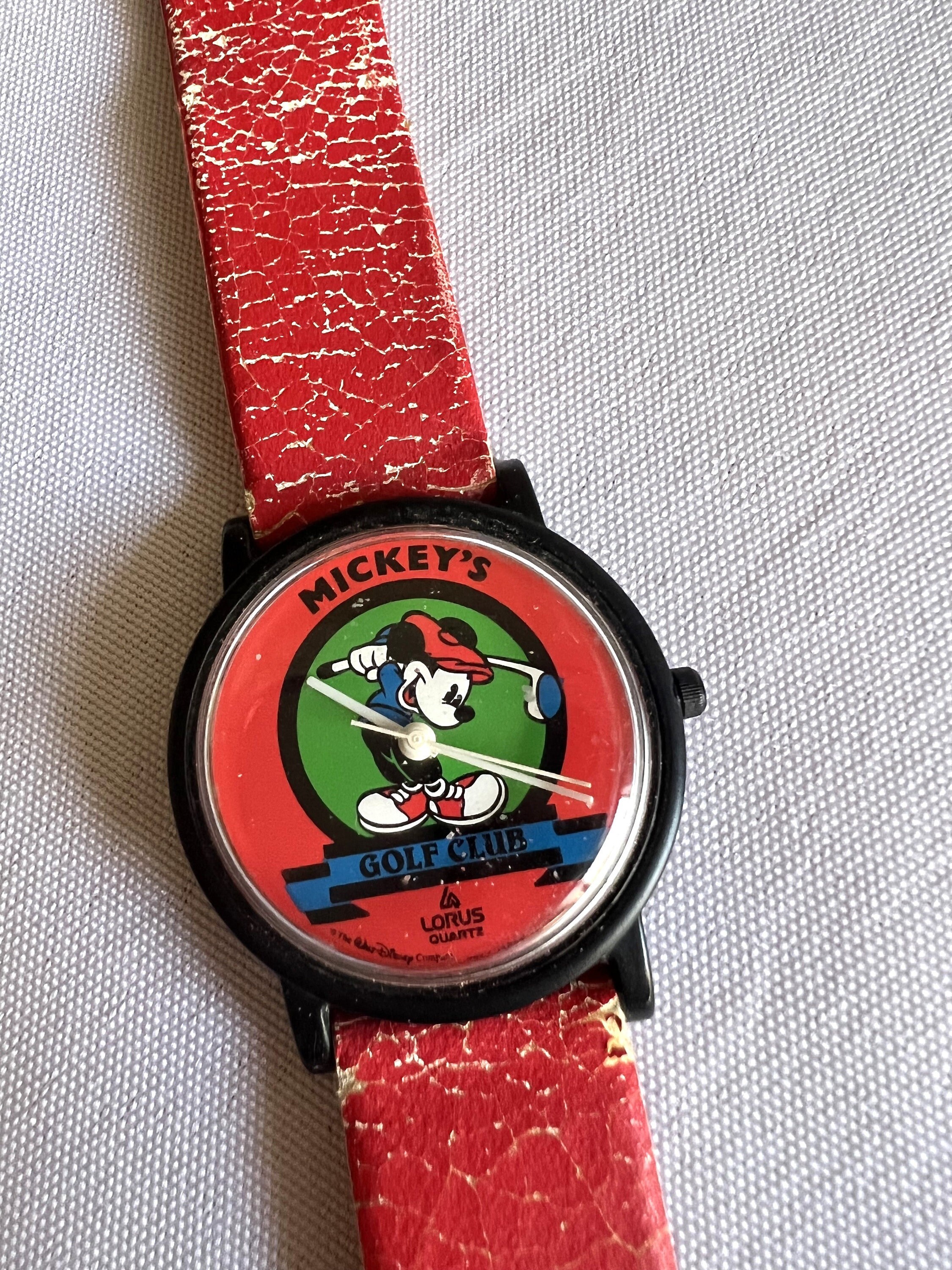 Vintage Disney Mickey\'s Golf Club Quartz Watch Lorus Vintage Gift Idea ~ RARE* Vintage Disney Lorus Mickey Mouse Genuine Leather  main image 3