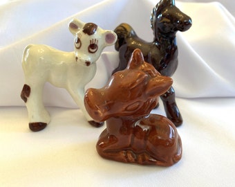 Vintage Ceramic Figurines Farm Ranch Cow Horse and Mule Figures