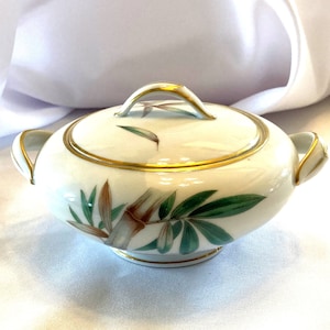 Vintage Canton Pattern Noritake Fine China Bamboo Lidded Sugar Bowl