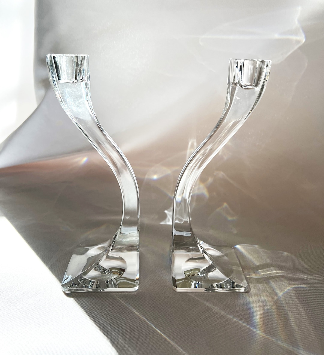 Vintage Joseph Riedel Austrian Crystal Signed Duetto Lead Crystal Taper