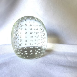Vintage Bullicante Studio Clear Art Glass Paperweight with Controlled Patterned Bubbles