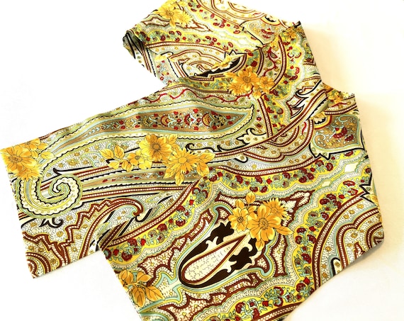 Vintage 1970's Paisley Design Bright Yellow Mint … - image 7