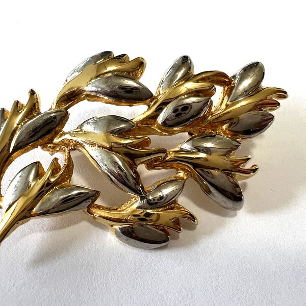 Vintage Silver and Gold Tone Branch Costume Jewelry Brooch