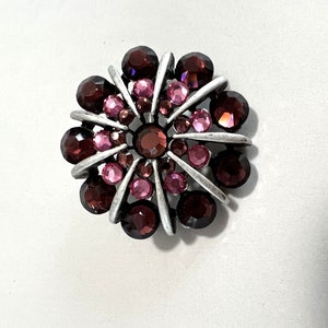 Vintage Ann Taylor Loft Brooch Pin Purple Crystal Inset Designer Costume Jewelry