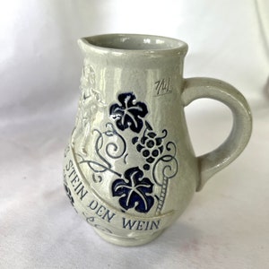 Vintage Wick Werke German Salt Glazed Stoneware Grey Blue Pottery Jug Pitcher