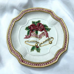 Vintage Fitz and Floyd Essentials Winter Holiday Bells Christmas Canape Ceramic Plate