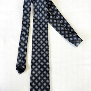 Vintage Brooks Brothers Grey Background Blue Diamonds Tie Designer Men's Necktie image 1