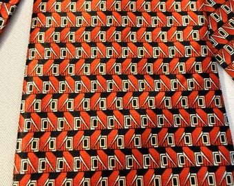 Vintage Designer Silk Necktie Xiongdi Men's Red Geometric Tie
