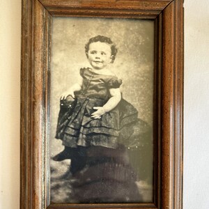 Antique Victorian Photo Childs Portrait Black and White Photography of Boy in Historic Dress