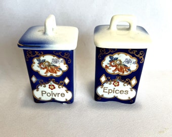 Vintage Czech Ditmar Urbach Lidded Ceramic Condiment Spice Container Set of 2 Poivre & Epices