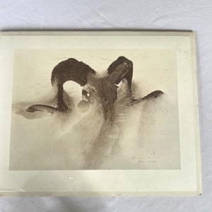 Vintage James Bama &quot;Sheep Skull in Drift&quot; Hand Signed by Artist Low# 297/1500 Old West Skull Print 1980 Limited Edition