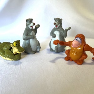 Vintage Disney The Jungle Book Wind Up Toys Baloo Kaa King Louie 4 Toy Lot