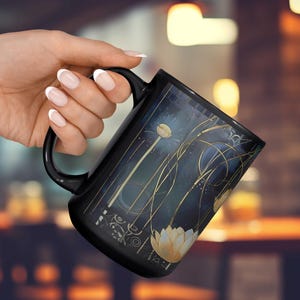 Art Nouveau floral coffee mugs unique vintage inspired artistic drinkware Decorative ceramic mugs for collectors Bohemian Elegant Tea Mugs