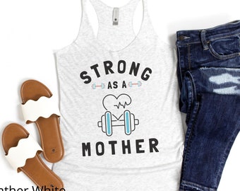 Strong As A Mother Tank Top, Women's Workout Shirt, Mother's Day Gift, Gym Crossfit Shirt, Mama Tank Top, Mom tee, Mom Gym Tank