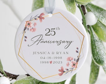 25th Anniversary Gift, 25th Anniversary Ornament With Name & Date