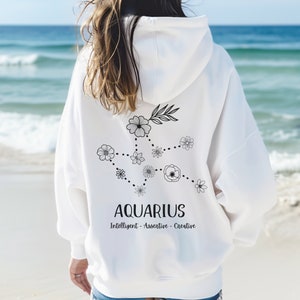 Floral Zodiac Hoodie: Custom Horoscope Sweatshirt, Astrology Gift