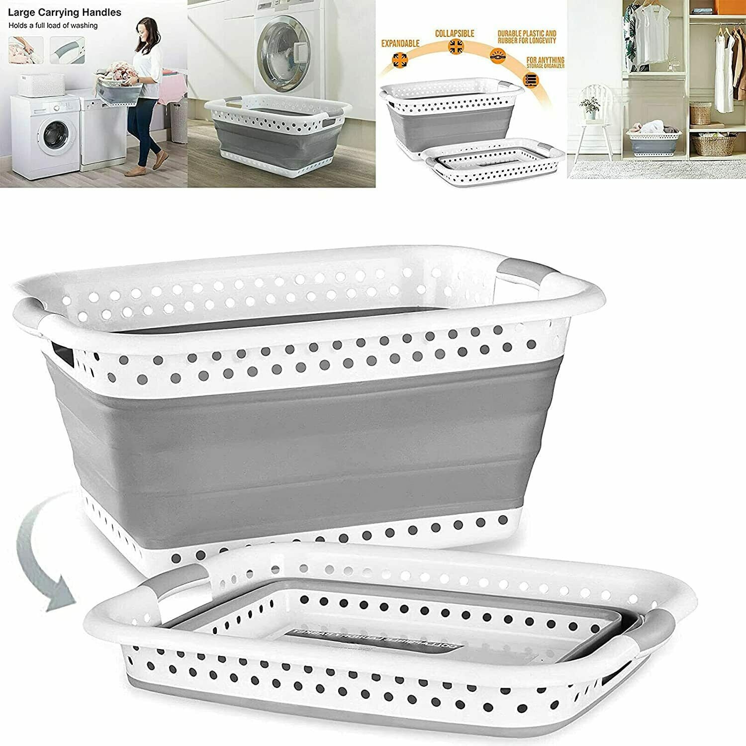Collapsible Laundry Basket 67L Home Kitchen Storage Foldable Clothes